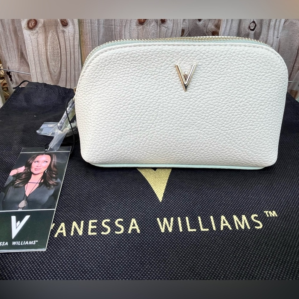 Cream Leather Make Up  Bag